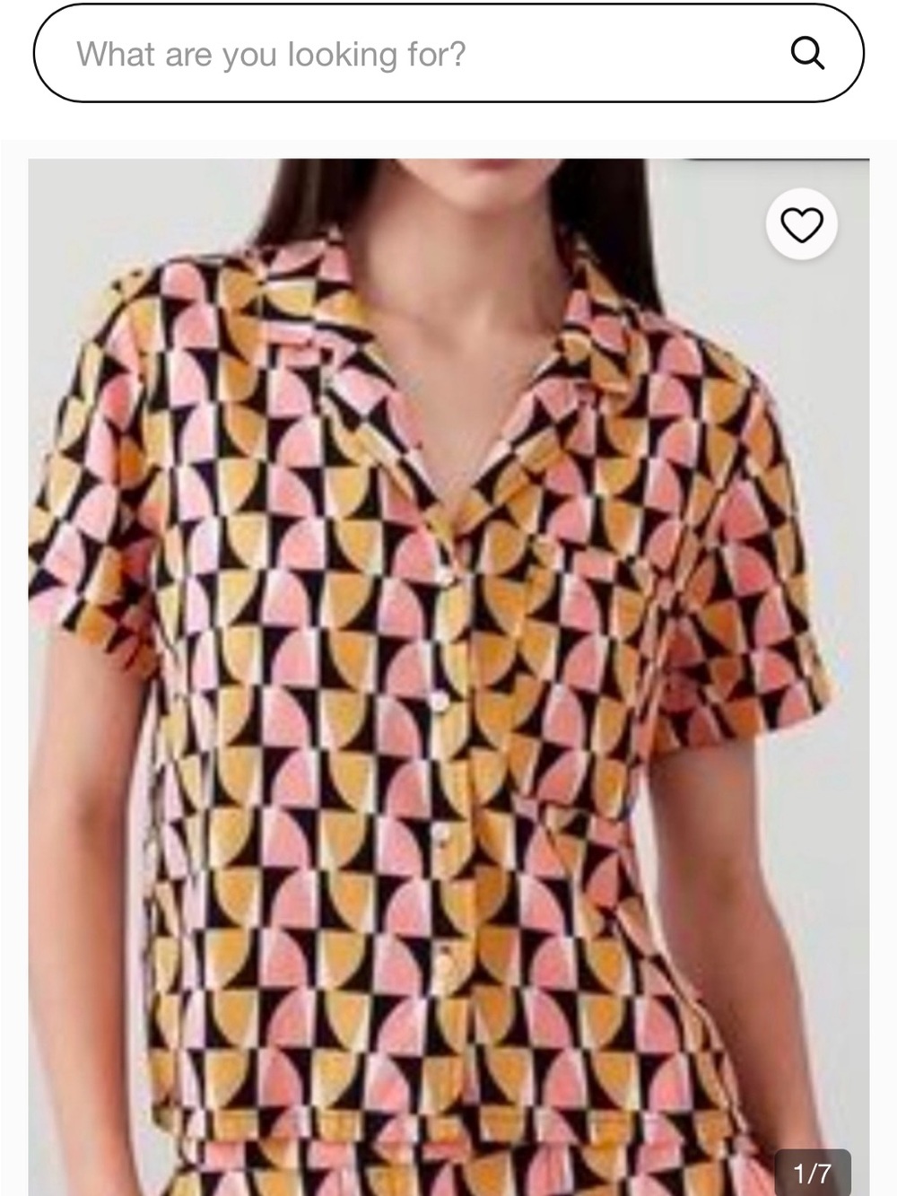Banana Republic geometric cropped linen button down short sleeved blouse small